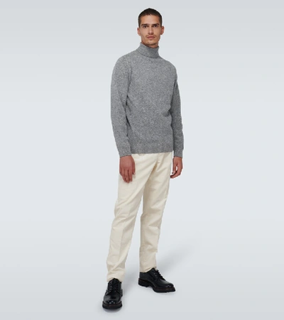 Shop Sunspel Lambswool Turtleneck Sweater In Grey