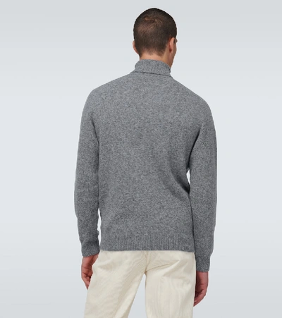 Shop Sunspel Lambswool Turtleneck Sweater In Grey