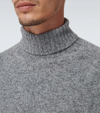 Shop Sunspel Lambswool Turtleneck Sweater In Grey