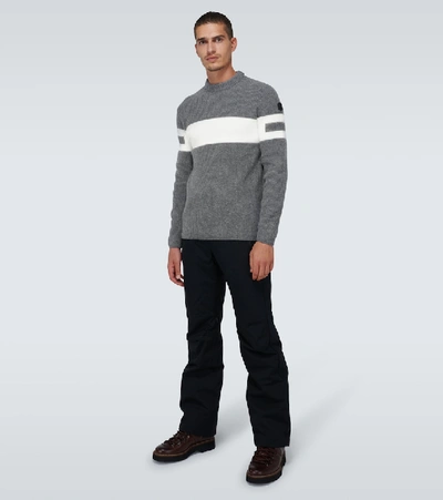 Shop Fusalp Celestin Striped Crewneck Sweater In Grey