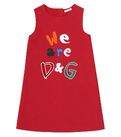 Shop Dolce & Gabbana Embroidered Cotton Dress In Red