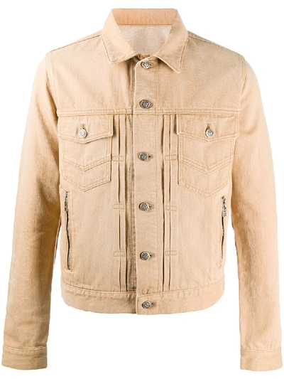 Shop Balmain Buttoned Denim Jacket In Neutrals