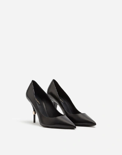 Shop Dolce & Gabbana Pumps In Young Goatskin With Dg Logo In Black