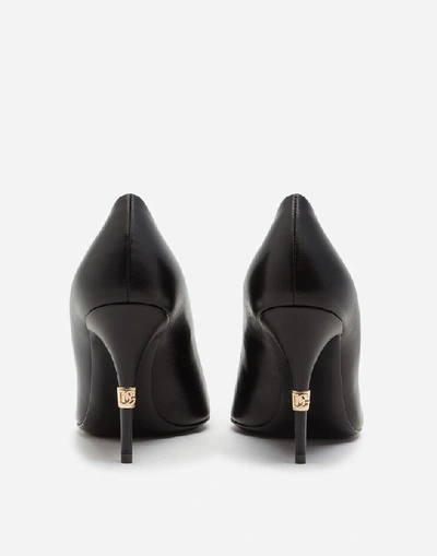 Shop Dolce & Gabbana Pumps In Young Goatskin With Dg Logo In Black