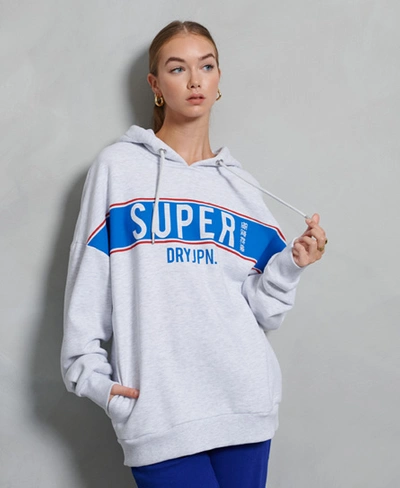 Shop Superdry Panel Hoodie In Light Grey