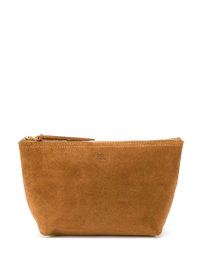 Shop Ralph Lauren Small Suede Clutch Bag In Brown