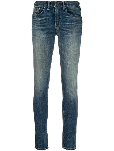 Shop Ralph Lauren Stonewashed Mid-rise Skinny Jeans In Blue