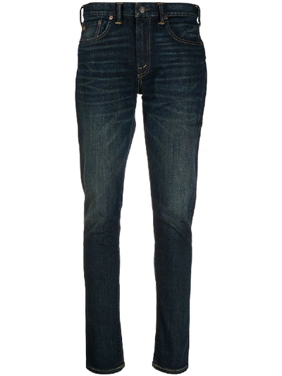 Shop Ralph Lauren Stonewashed Mid-rise Skinny Jeans In Blue