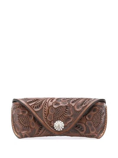 Shop Ralph Lauren Hand-tooled Glasses Case In Brown