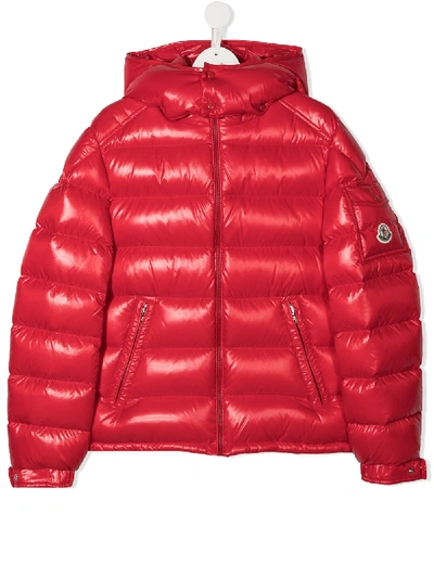 Shop Moncler Teen Zipped Padded Jacket In Red