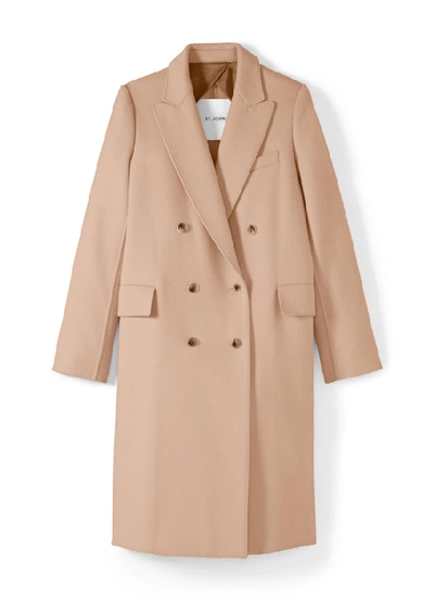 Shop St John Wool And Cashmere Double Breasted Coat In Camel