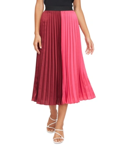 Shop Lucy Paris Frances Pleated Colorblocked Skirt In Fuchsia