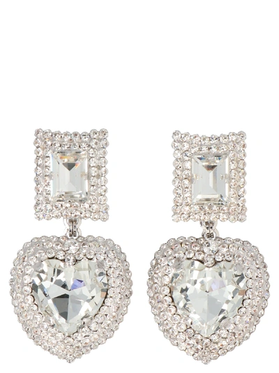 Shop Alessandra Rich Heart Earrings In Silver