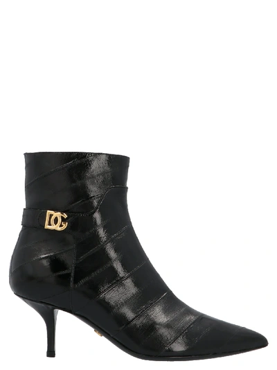 Shop Dolce & Gabbana Point-toe Leather Ankle Boots In Black