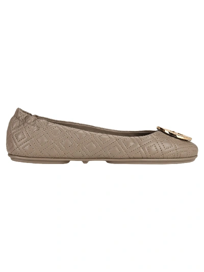 Shop Tory Burch Quilted Minnie Travel Ballet Shoes In Dust Storm / Gold
