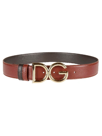 Shop Dolce & Gabbana Logo Plaque Belt In Cognac