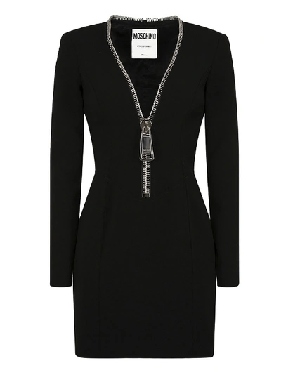 Shop Moschino Macro Zip Dress In Black