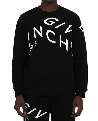 Shop Givenchy Black Refracted Logo Sweatshirt In Nero/bianco