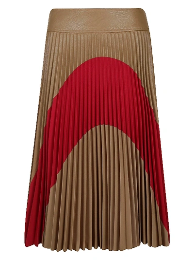 Shop Stella Mccartney Pleated Flared Skirt In Camel