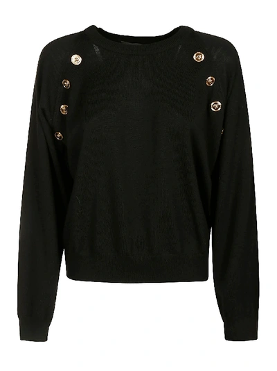 Shop Versace Medusa Head Embellished Sweater In Black