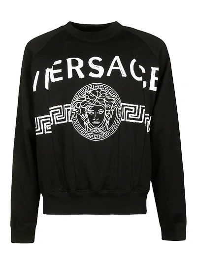 Shop Versace Logo Printed Sweatshirt In Black