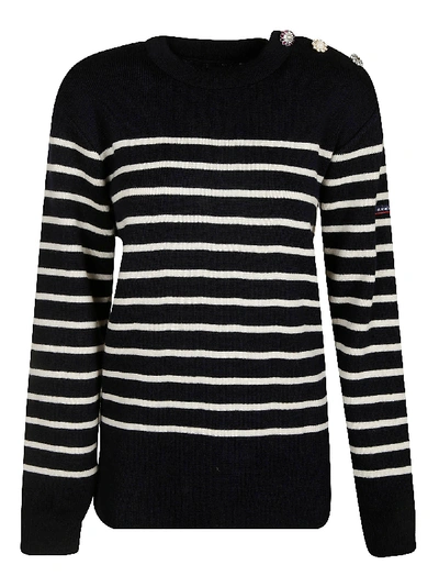 Shop Marc Jacobs Embellished Stripe Sweater In Navy