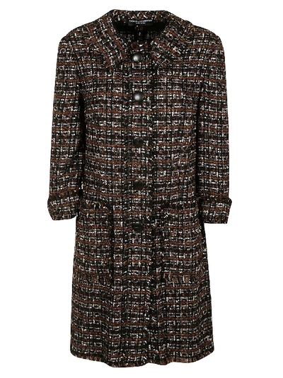 Shop Dolce & Gabbana Woven Short Coat In Beige