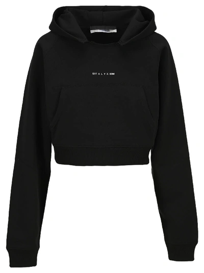 Shop Alyx Cropped Logo Hoodie In Black