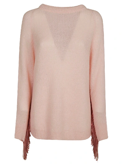 Shop Be Blumarine Frayed Rear Oversized Sweater In Pink