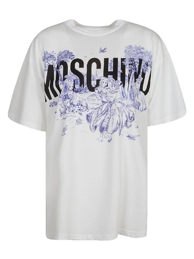 Shop Moschino Oversized Logo Printed T-shirt In White