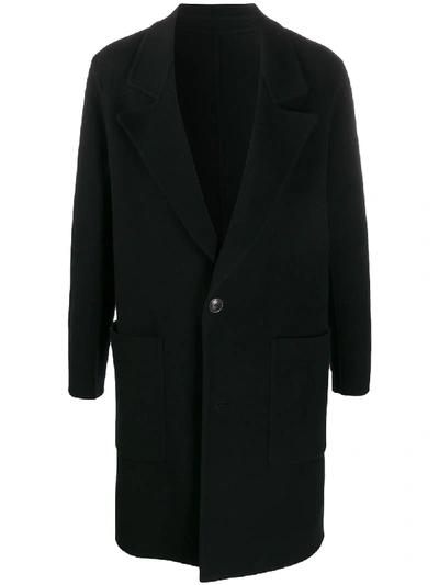 Shop Ami Alexandre Mattiussi Single-breasted Unstructured Coat In Black