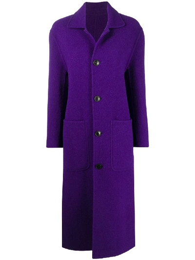Shop Ami Alexandre Mattiussi Single-breasted Coat In Purple