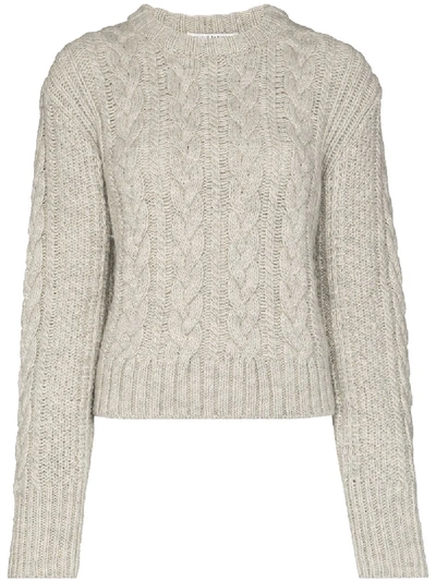 Shop Cecilie Bahnsen Cable Knitted Open Back Jumper In Grey