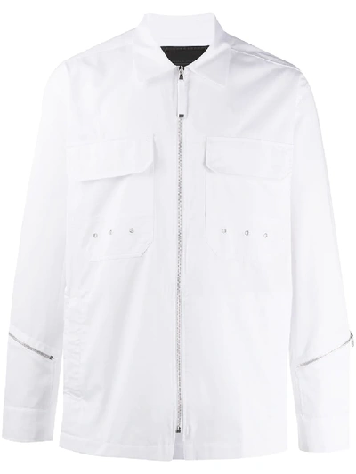 Shop Diesel Black Gold S-kult Zipped Technical Shirt In White