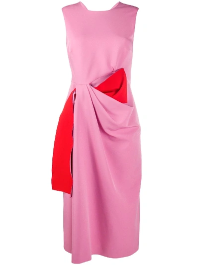Shop Roksanda Draped Waist Crepe Dress In Pink