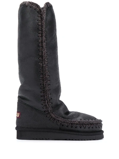 Shop Mou Eskimo Tall Knee-high Boots In Black