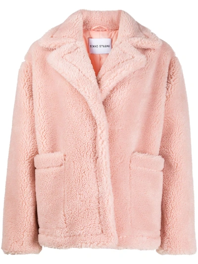 Shop Stand Studio Oversized Shearling Jacket In Pink