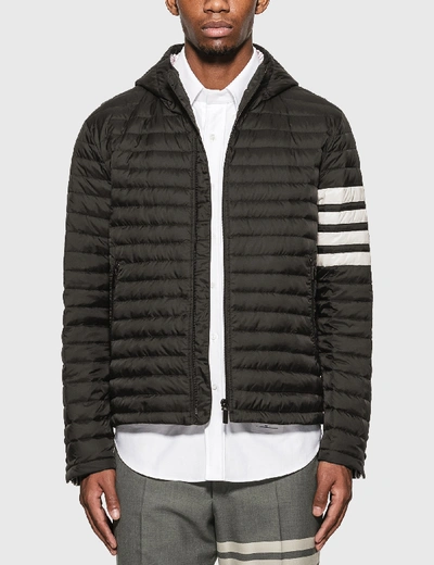 Shop Thom Browne 4 Bar Stripe Downfill Qulited Hooded Jacket In Black