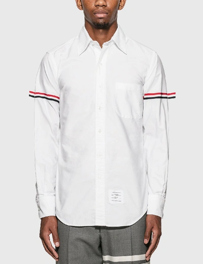 Shop Thom Browne Grosgrain Arm Band Oxford Shirt In White