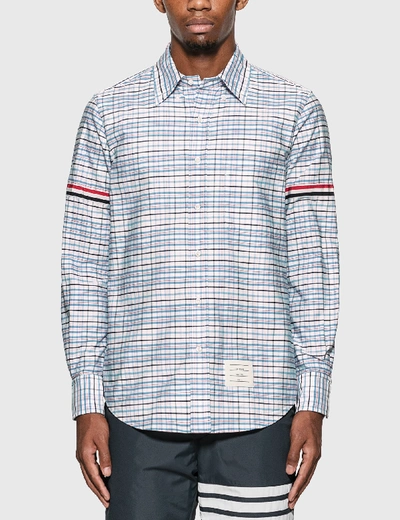 Shop Thom Browne Tattersall Check Grosgrain Arm Band Shirt In White