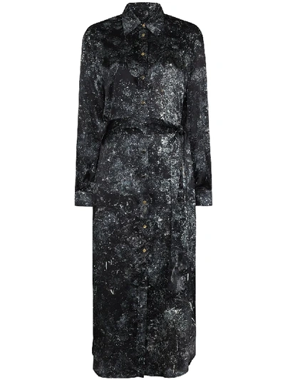 Shop Marta Larsson Galaxy Print Midi Shirt Dress In Black