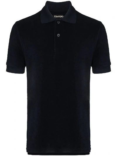 Shop Tom Ford Cotton-terry Polo Shirt In Blue