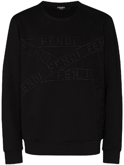 Shop Fendi Logo Tape Sweatshirt In Black