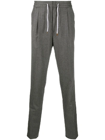 Shop Brunello Cucinelli High-waisted Straight Leg Trousers In Grey
