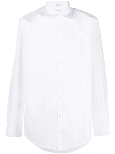Shop Massimo Alba Spread-collar Embroidered Shirt In White