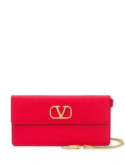 Shop Valentino Vlogo Wallet-on-chain In Red