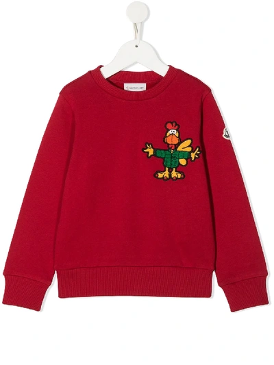 Shop Moncler Cartoon Patch Sweatshirt In Red