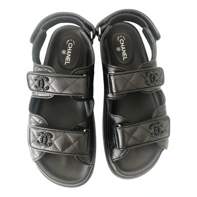 Pre-owned Chanel Dad Sandals Black Leather Sandals