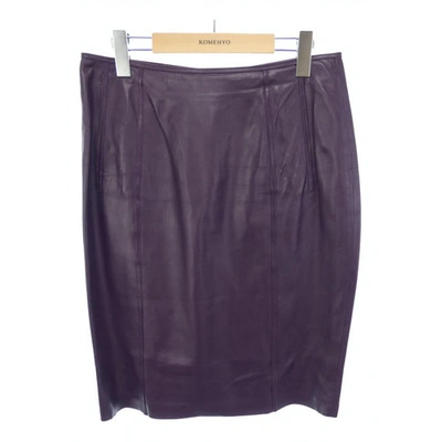 Pre-owned Loewe Purple Leather Skirt