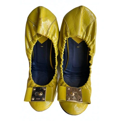 Pre-owned Fendi Leather Ballet Flats In Yellow
